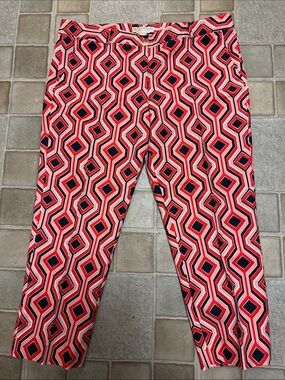 Michael Kors Red, Navy & White Geometric Print Pants
